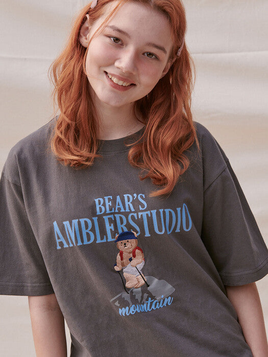 [ambler] Hiking bear Over fit T-Shirts AS1011 (Dark Gray)