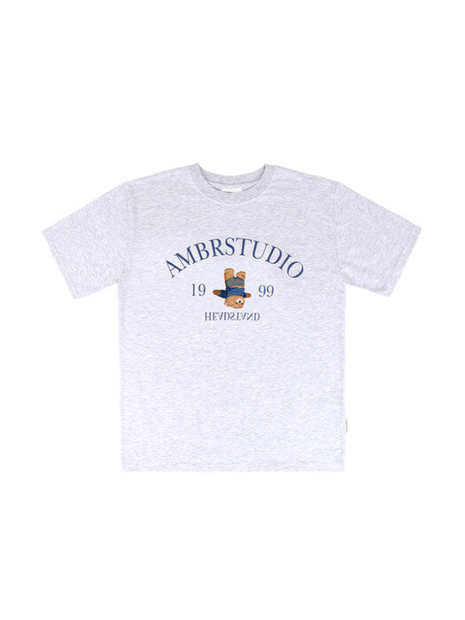 [ambler] Headstand bear Over fit T-Shirts AS1012 (White-Melange)