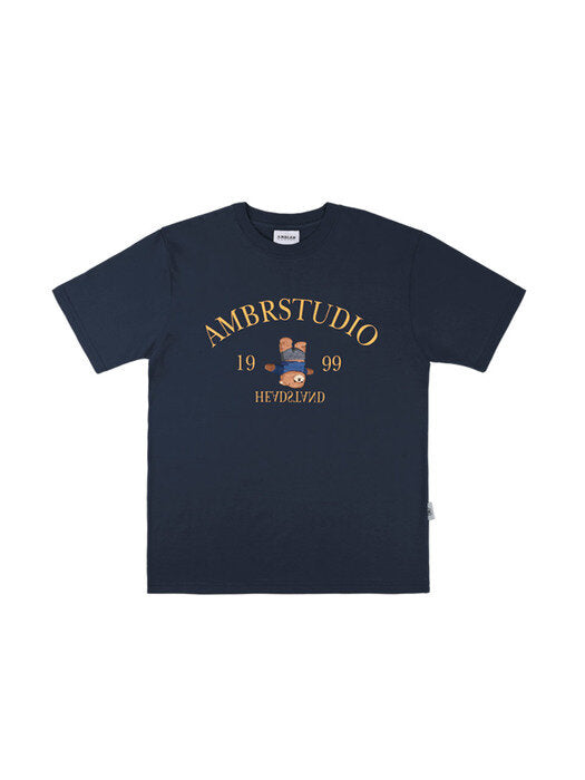 [ambler] Headstand bear Over fit T-Shirts AS1012 (Navy)