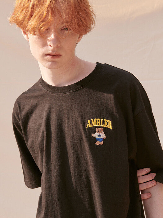 [ambler] Hoodie bear Over fit T-Shirts AS1013 (Black)