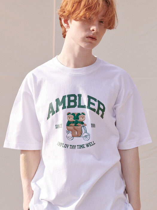 [ambler] Delivery bear Over fit T-Shirts AS1014 (White)