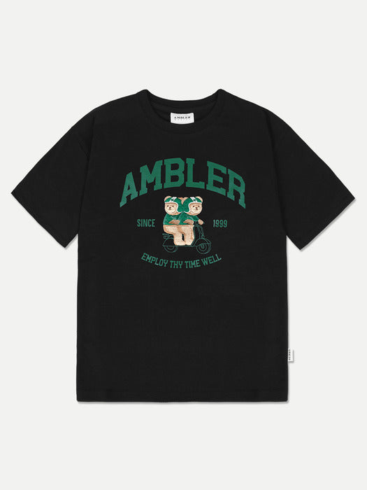 [ambler] Delivery bear Over fit T-Shirts AS1014 (Black)