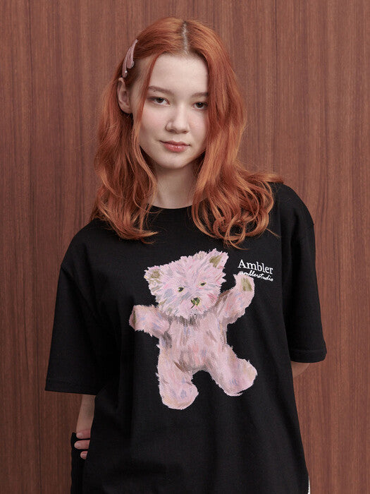 [ambler] Oil painting Over fit T-Shirts AS1004 (Black)