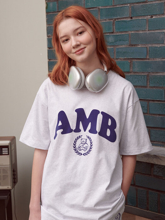 [ambler] Big Logo Over fit T-Shirts AS1009 (White-Melange)