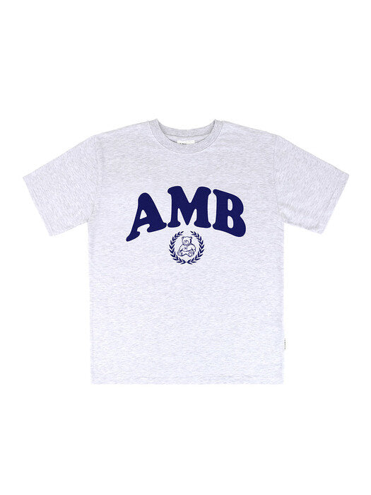 [ambler] Big Logo Over fit T-Shirts AS1009 (White-Melange)