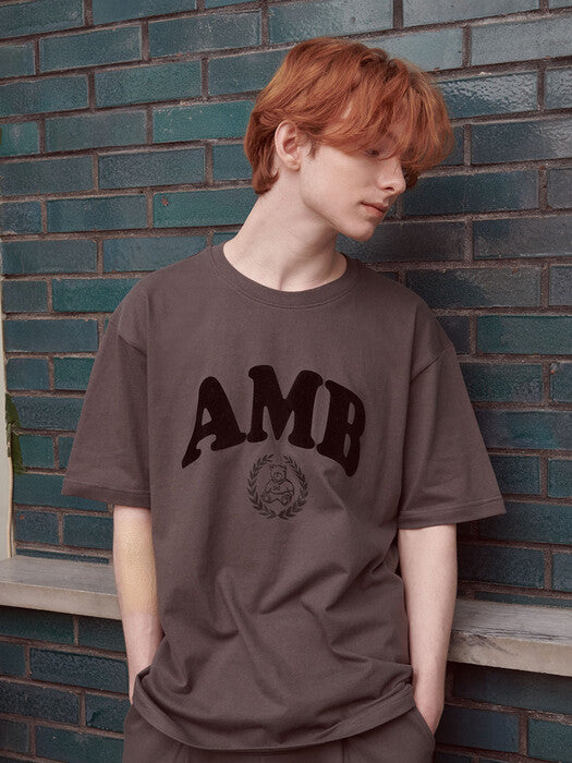 [ambler] Big Logo Over fit T-Shirts AS1009 (Dark Gray)