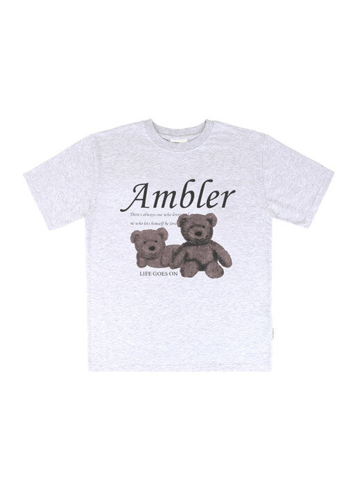 [ambler] Black bear Over fit T-Shirts AS1010 (White-Melange)