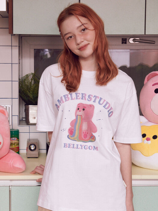 [ambler] Rainbow Belly Over T-Shirts BS202 (White)