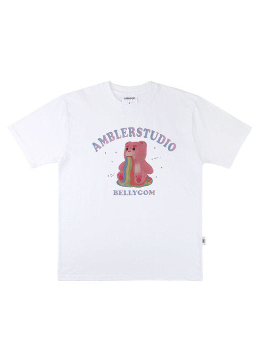 [ambler] Rainbow Belly Over T-Shirts BS202 (White)