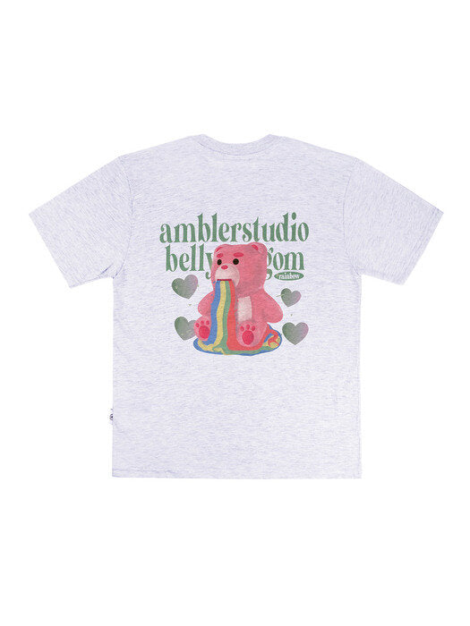 [ambler] Heart Belly Over T-Shirts BS203 (White-Melange)