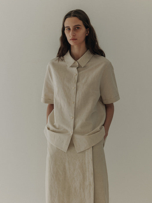 [moia] shirring shirt (natural)