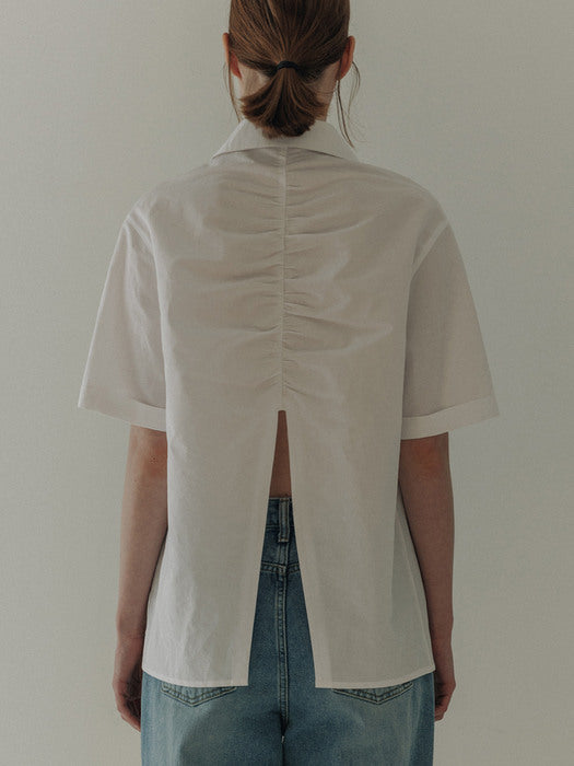 [moia] shirring shirt (white)