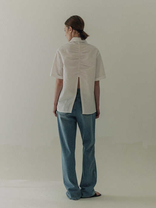[moia] shirring shirt (white)