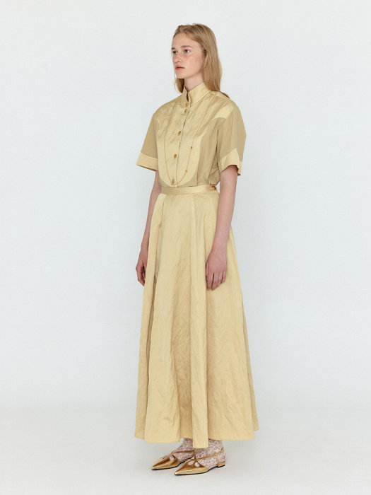 Eenk Winda Western Bib-front Half Sleeve Shirt - Beige