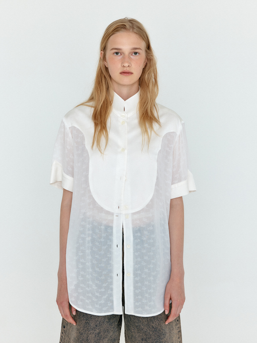 Eenk Winda Western Bib-front Half Sleeve Shirt - Ivory