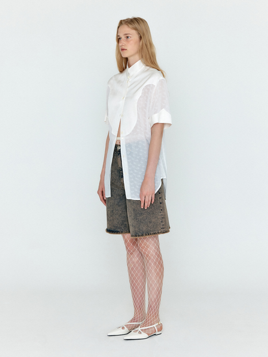 Eenk Winda Western Bib-front Half Sleeve Shirt - Ivory