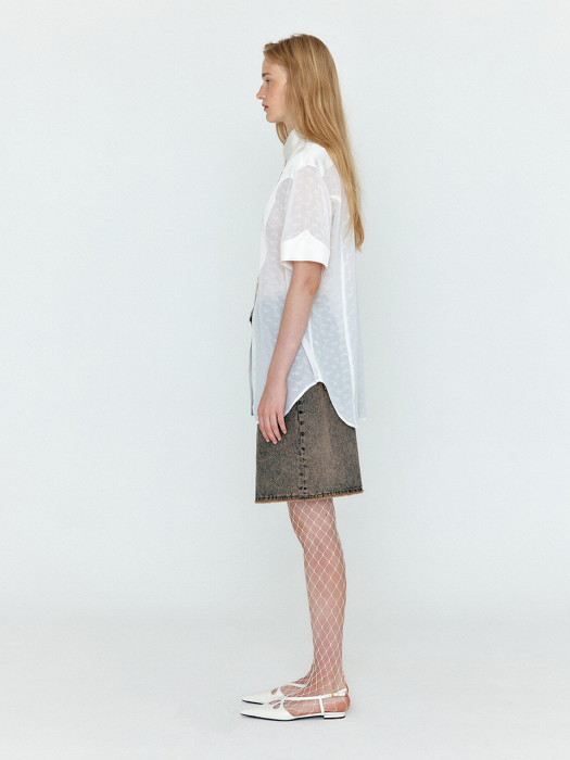 Eenk Winda Western Bib-front Half Sleeve Shirt - Ivory