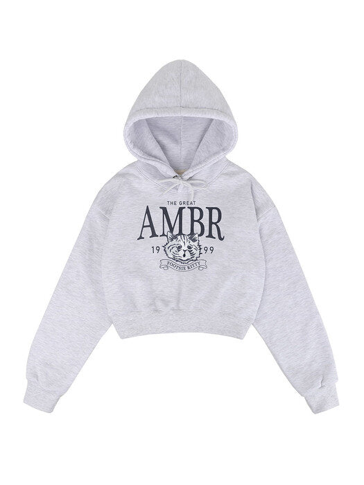 [ambler] The great Crop Hoodie AHC301 (White-Melange)