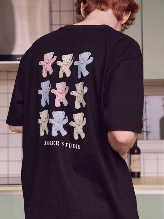 [ambler] Colorful Over fit T-Shirts AS1016 (Black)