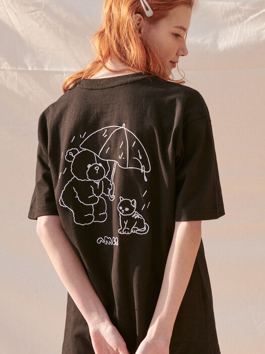 [ambler] Rainy Day Over fit T-Shirts AS1017 (Black)