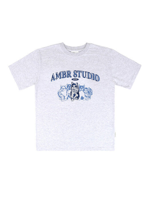 [ambler] CATS Over fit T-Shirts AS1018 (White-Melange)