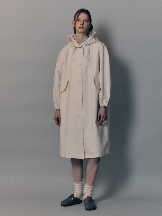 Cotton rain coat (Ivory)