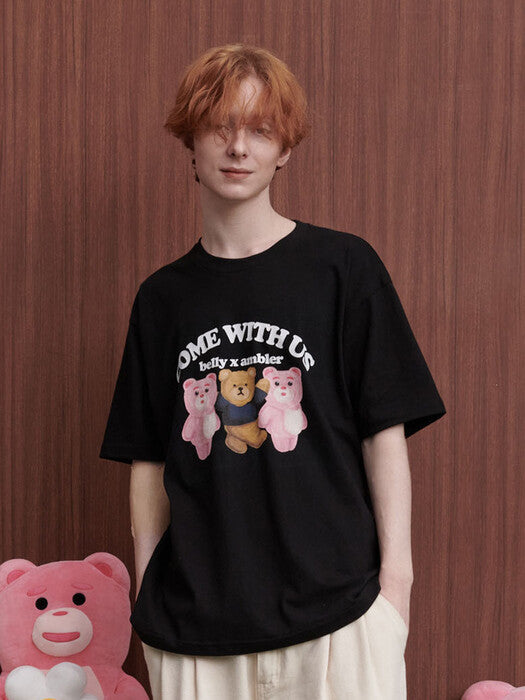 [ambler] With us Over T-Shirts BS204 (Black)