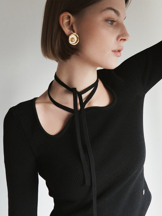 [recto] SIGNATURE NECK MONACO KNIT 2COLOR