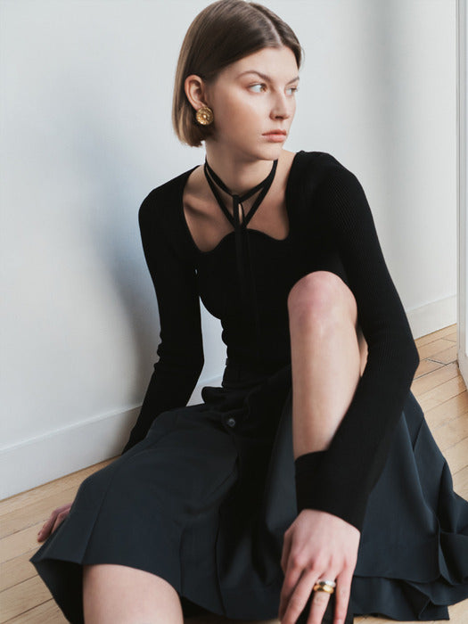 [recto] SIGNATURE NECK MONACO KNIT 2COLOR