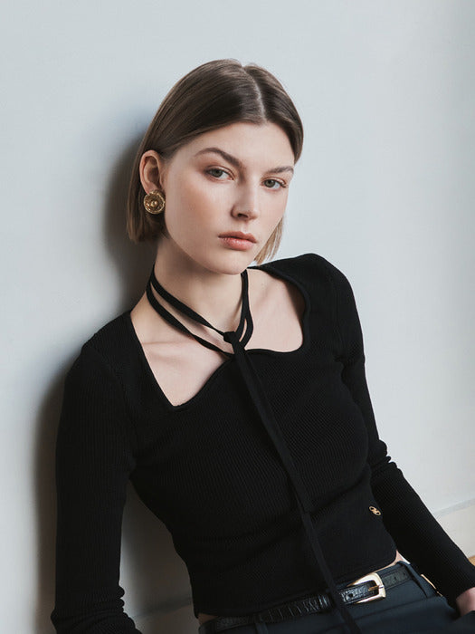 [recto] SIGNATURE NECK MONACO KNIT 2COLOR