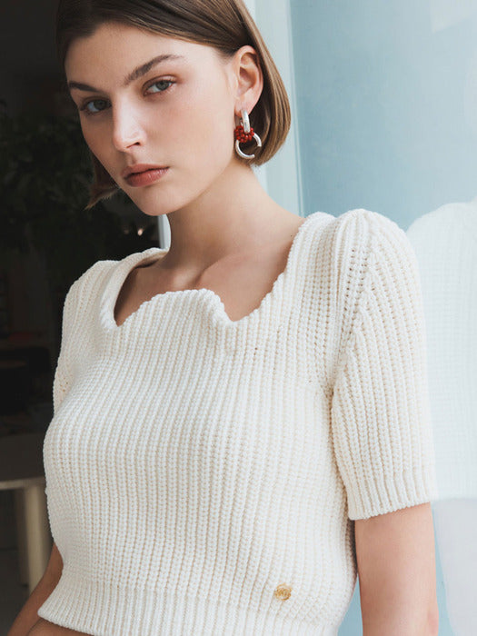 [recto] SIGNATURE SCOOP NECK CHUNKY KNIT (IVORY)