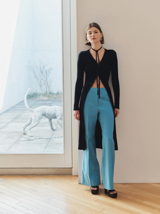 [recto] LONG KNIT CARDIGAN DRESS (NAVY)