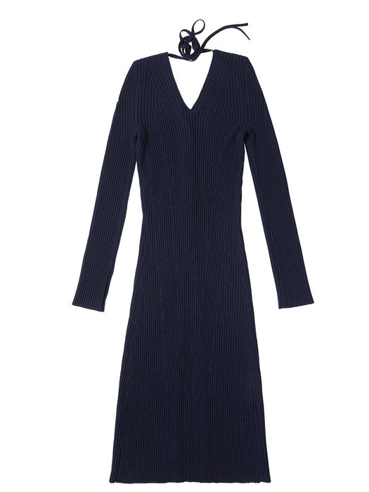 [recto] LONG KNIT CARDIGAN DRESS (NAVY)