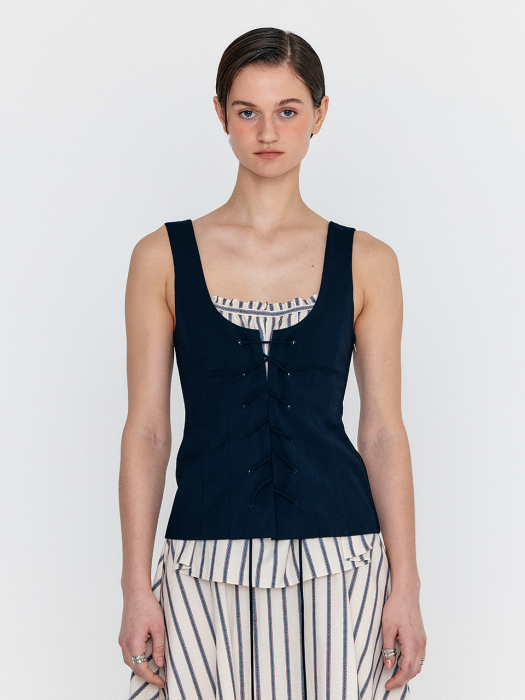 Eenk Womili Lace-Up Vest - Navy