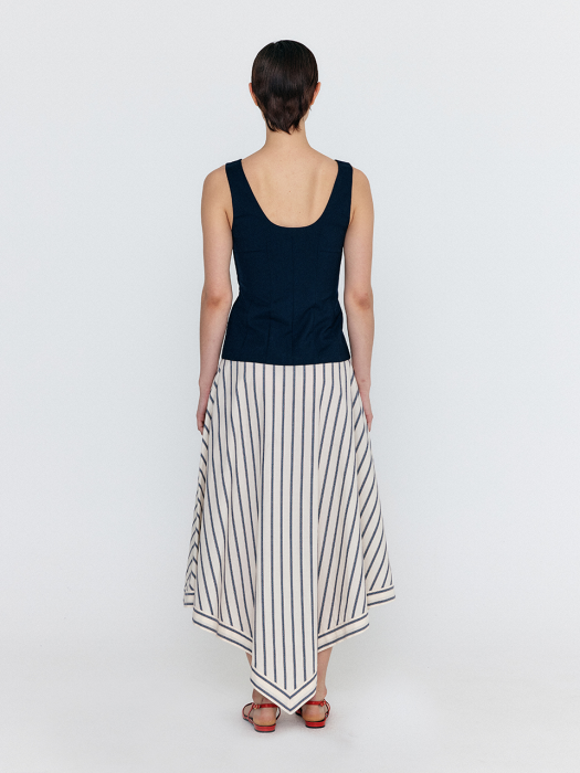 [EENK] Womili Lace-Up Vest - Navy