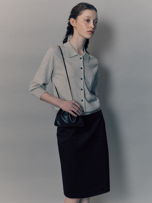 [nothing written] Selen cotton mid-skirt (Black)