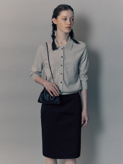 [nothing written] Selen cotton mid-skirt (Black)