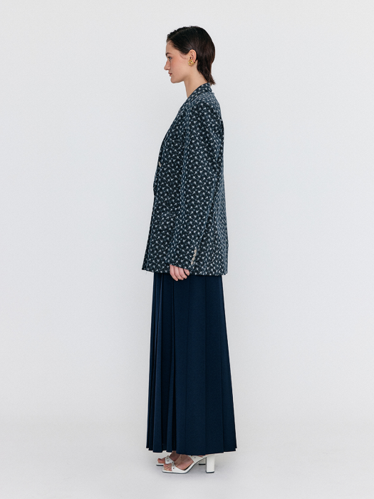 Eenk Weida Double-Breasted Peaked Blazer - Navy/Ivory Multi