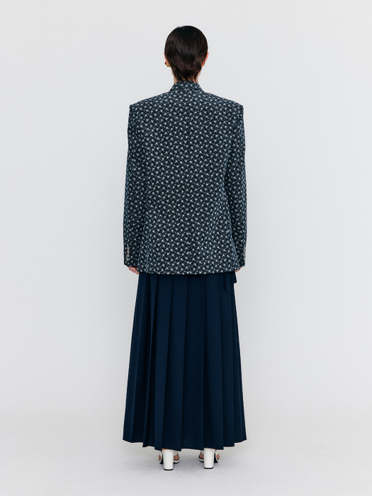 Eenk Weida Double-Breasted Peaked Blazer - Navy/Ivory Multi