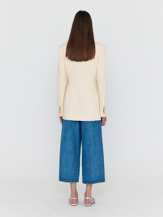 Eenk Wase U-Neck Collarless Jacket - Light Beige