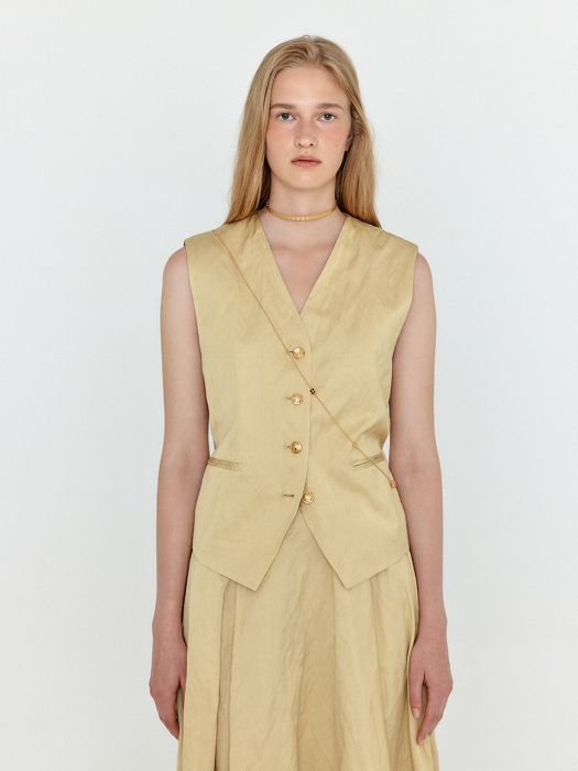 Eenk Wiva Double-Belted Vest - Beige