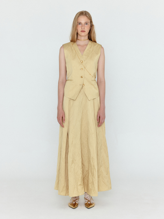 Eenk Wicole Flared Maxi Skirt - Beige