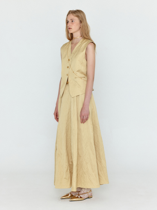 Eenk Wicole Flared Maxi Skirt - Beige