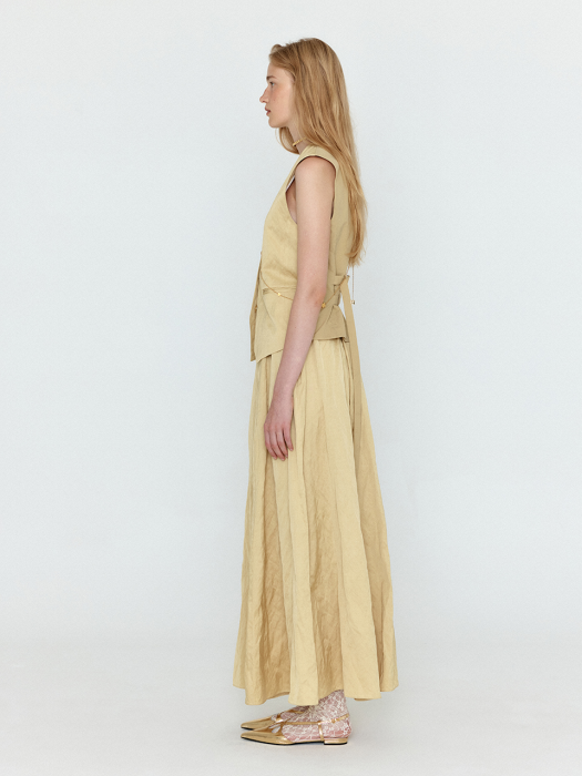 Eenk Wicole Flared Maxi Skirt - Beige