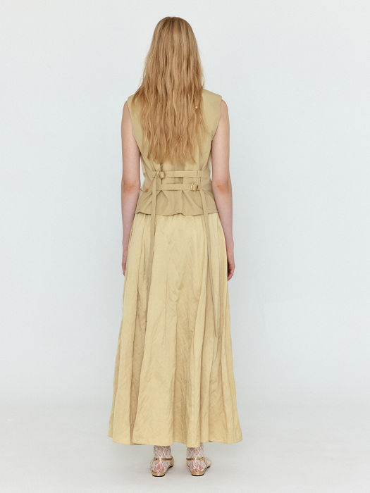 Eenk Wicole Flared Maxi Skirt - Beige