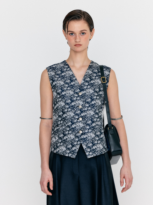 Eenk Wiva Double-Belted Vest - Navy Multi