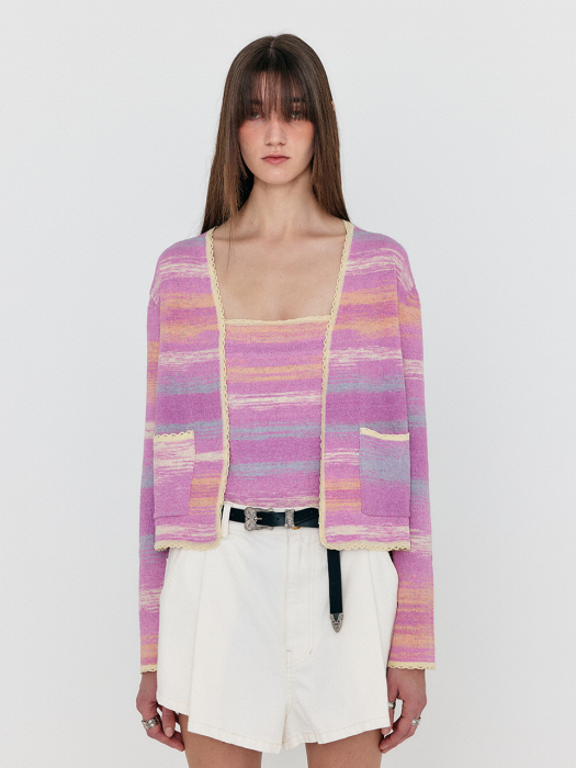 Eenk Wioletta Pocket Front Knit Cardigan - Light Pink