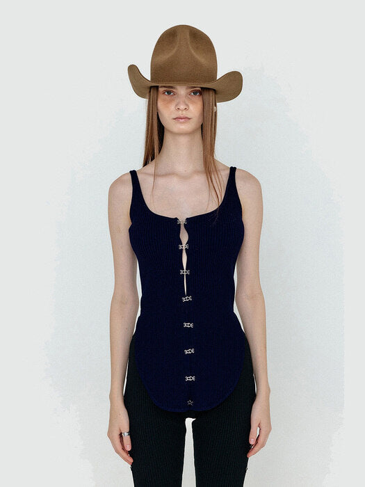 Eenk Wesle Bustier Knit Top - Navy