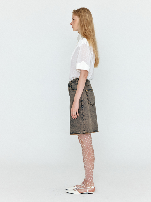 [EENK] Weco Denim Biker Shorts - Khaki Blue
