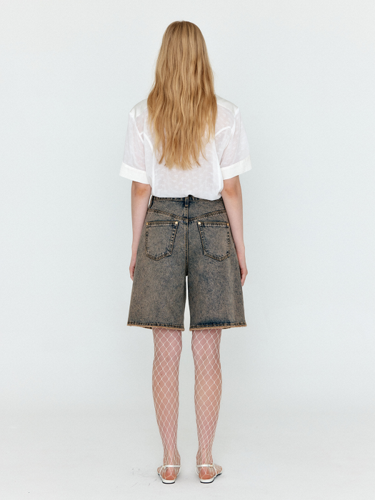 [EENK] Weco Denim Biker Shorts - Khaki Blue